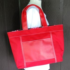 Lancome Red Canvas Tote Bag